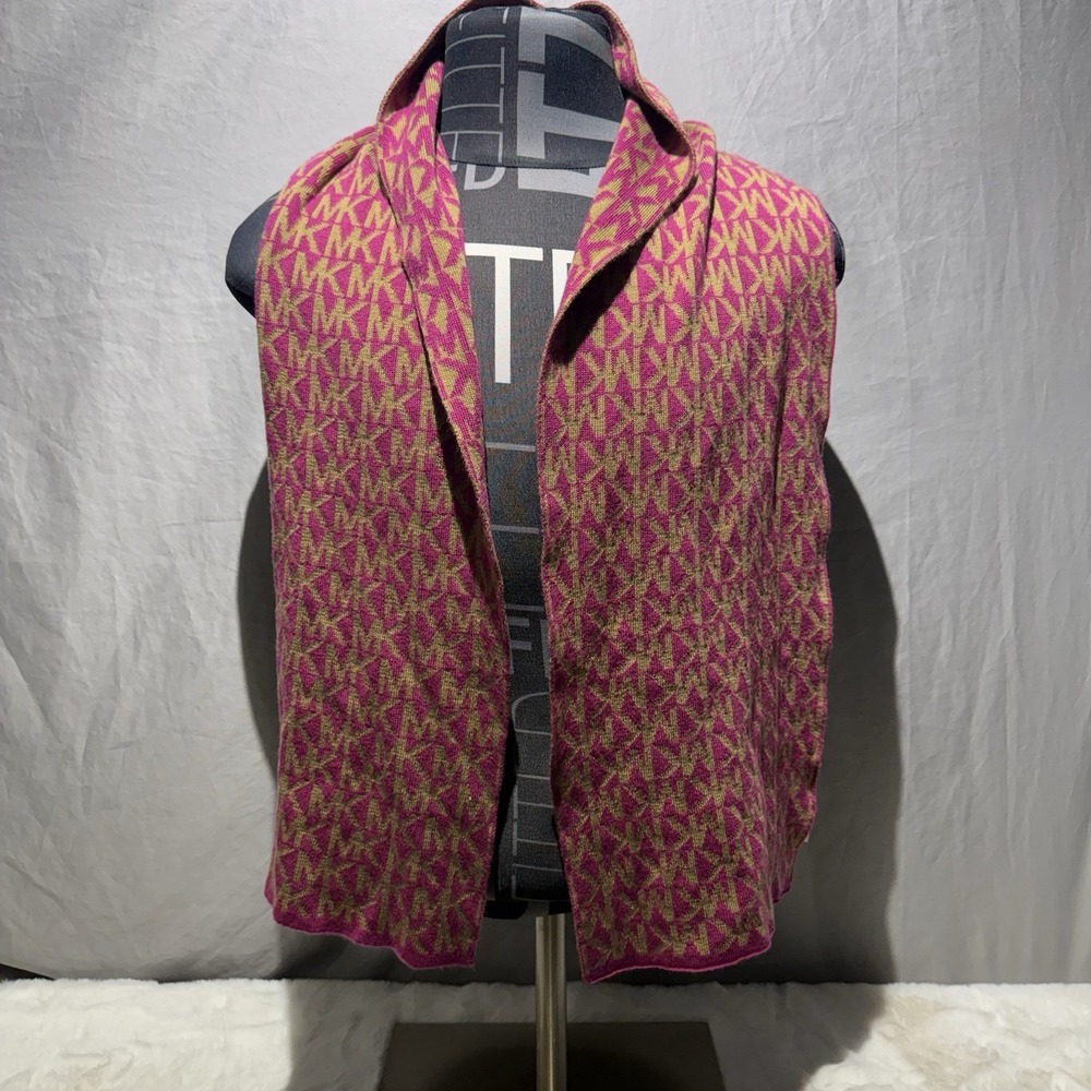 Michael Kors Logo Soft Cozy Scarf Fuchsia Pink Purple Tan OS